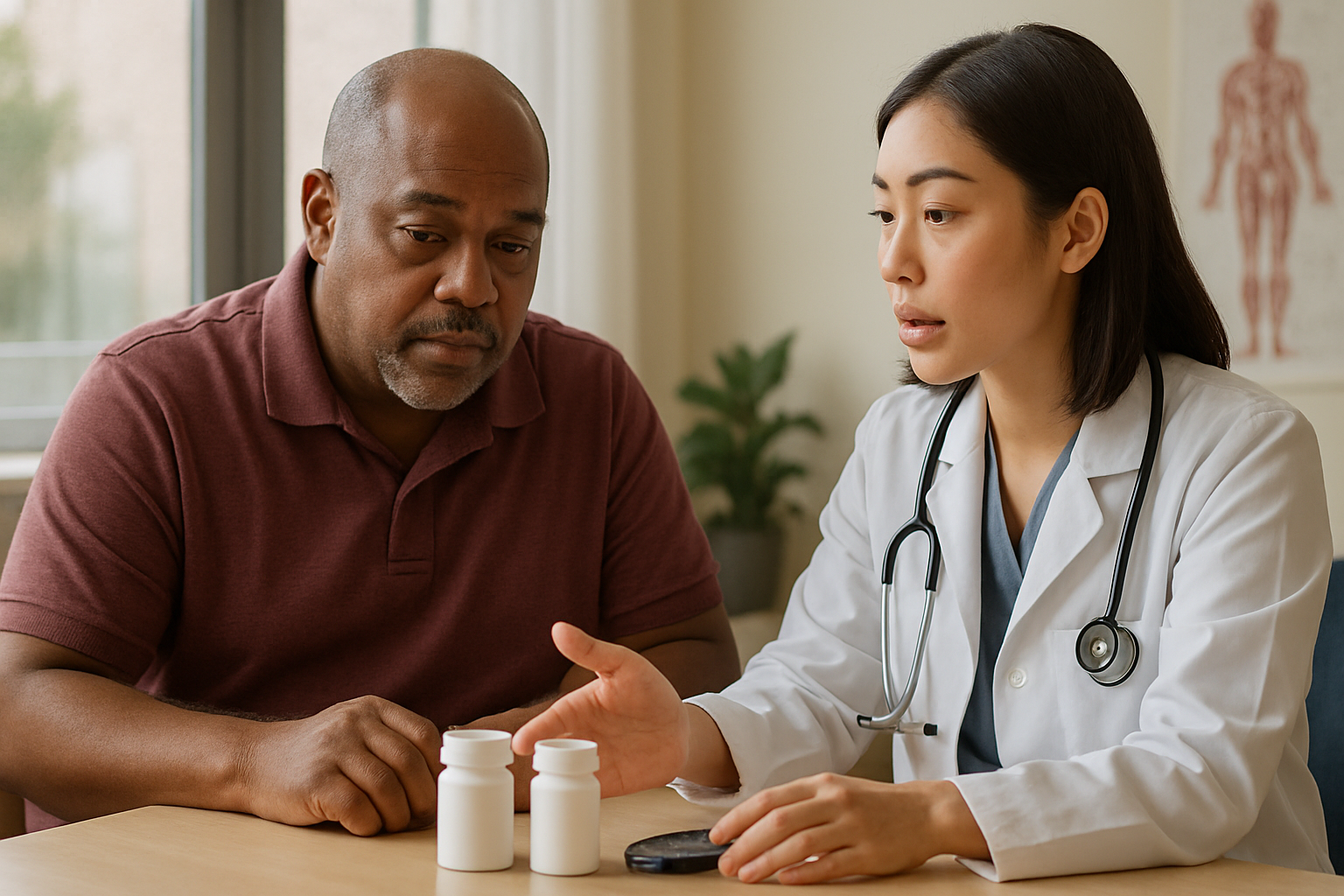 Supporting editorial illustration for Oral small-molecule GLP-1RA safiglipron versus dapagliflozin in type 2 diabetes: a randomized, double-blind, active-comparator-controlled phase 3 trial